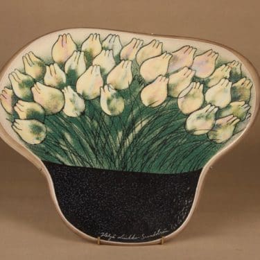 Arabia HLS seinälaatta, Tulppaanit, suunnittelija Heljä Liukko-Sundström, Tulppaanit, kukka, suuri