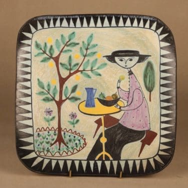 Arabia seinätaulu, käsinmaalattu, suunnittelija Laila Zink, käsinmaalattu, signeerattu