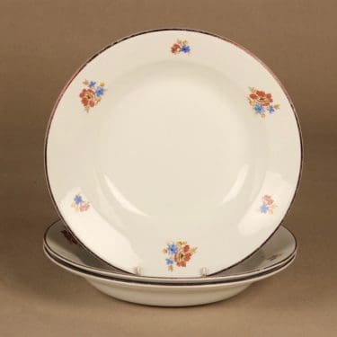 Arabia lautanen, syvä, 3 kpl, suunnittelija , syvä, kukka