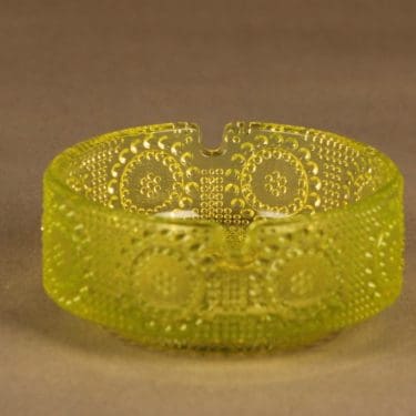 Riihimäen lasi Grapponia Tuhka-astia, keltainen, suunnittelija Nanny Still,