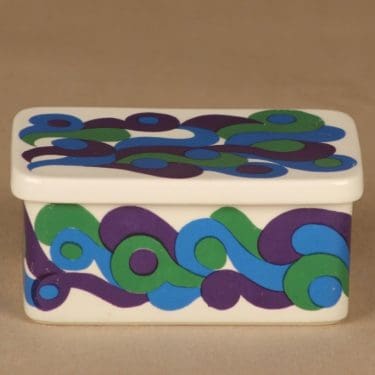 Arabia Mimmi rasia, kannellinen, suunnittelija Gunvor Olin-Grönqvist, kannellinen, serikuva, retro