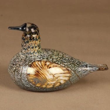 Nuutajärvi lintu , Sorsanaaras, suunnittelija Oiva Toikka, Sorsanaaras, signeerattu