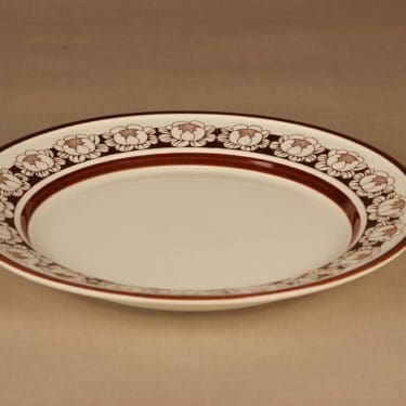 Arabia Katrilli tarjoilulautanen, ruskea, valkoinen, suunnittelija Esteri Tomula, serikuva