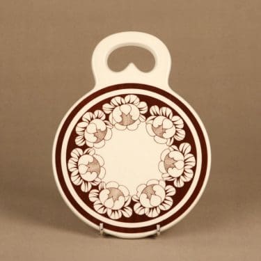 Arabia Katrilli talouslevy, ruskea, valkoinen, suunnittelija Esteri Tomula, serikuva