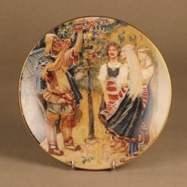 Arabia Kalevala seinälautanen, Lemminkäinen ja Saaren neidot, suunnittelija Akseli Gallen-Kallela, Lemminkäinen ja Saaren neidot