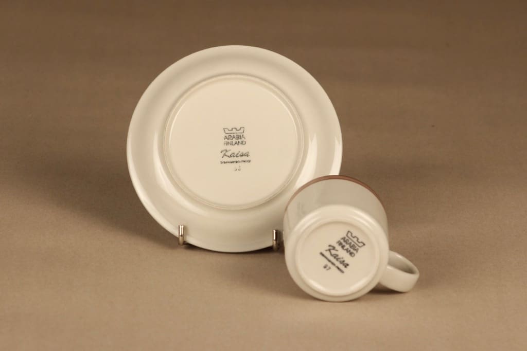 Arabia Kaisa kahvikuppi, raitakoriste, 6 kpl, suunnittelija tuntematon, raitakoriste kuva 4