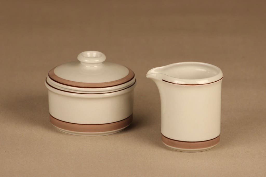 Arabia Kaisa sokerikko ja kermakko, raitakoriste, suunnittelija tuntematon, raitakoriste,