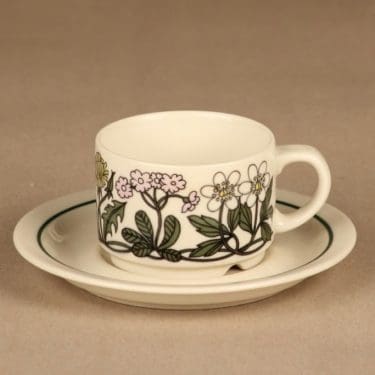 Arabia Flora kahvikuppi, 15 cl, suunnittelija Esteri Tomula, 15 cl, serikuva, kukka