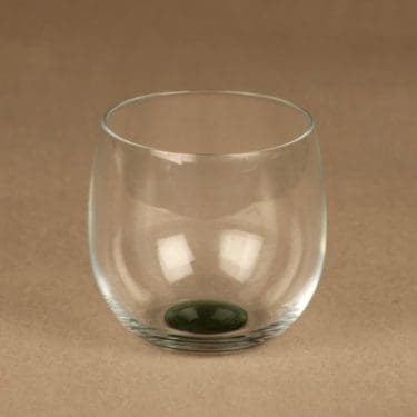 Nuutajärvi Mondo juomalasi, kirkas, vihreä, suunnittelija Kerttu Nurminen,