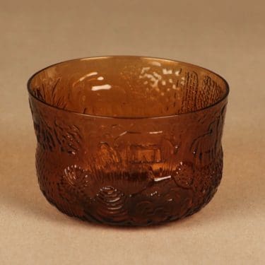 Nuutajärvi Fauna annoskulho, ruskea, suunnittelija Oiva Toikka,