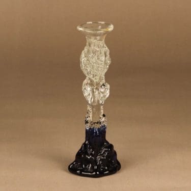 Humppila Kasvimaalla kynttilänjalka, kirkas, sininen, suunnittelija Pertti Santalahti, signeerattu