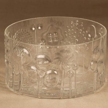 Nuutajärvi Flora malja, kirkas, suunnittelija Oiva Toikka,