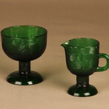 Nuutajärvi Miranda sokerikko ja kermakko, vihreä, suunnittelija Heikki Orvola,