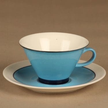 Arabia Harlekin Turkos teekuppi, turkoosi, suunnittelija Inkeri Leivo,