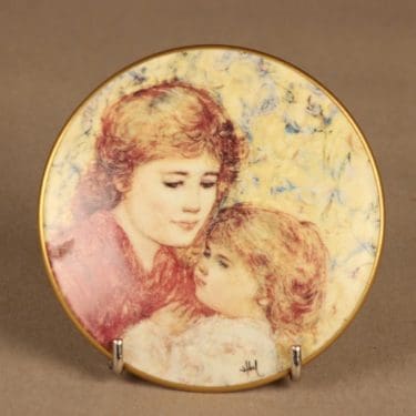 Arabia Äidin rakkaus seinälautanen, numeroitu, suunnittelija Edna Hibel, numeroitu, äiti, lapsi