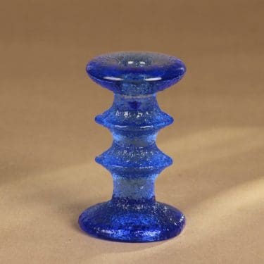 Nuutajärvi Festivo candle holder blue, 2-knots designer Timo Sarpaneva