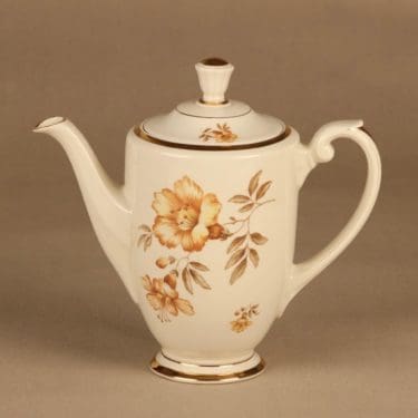 Arabia Myrna kahvikaadin, 1 l, suunnittelija Olga Osol, 1 l, kukkakoriste