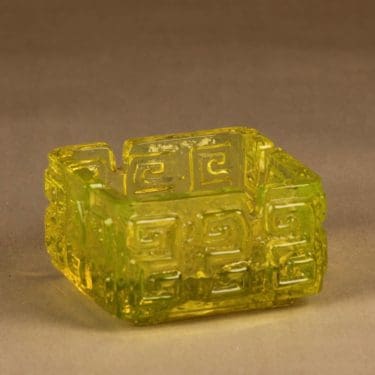 Riihimäen lasi Taalari tuhka-astia, keltainen, suunnittelija Tamara Aladin,