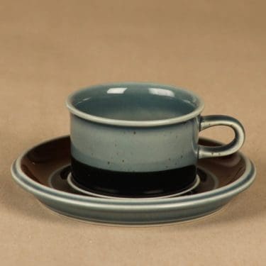 Arabia Meri mokkakuppi, turkoosi, suunnittelija Ulla Procope, raitakoriste