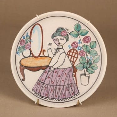 Kupittaan savi seinälautanen, käsinmaalattu, suunnittelija Laila Zink, käsinmaalattu, signeerattu