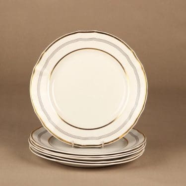 Arabia Hermes lautanen, 23.5 cm, 6 kpl, suunnittelija tuntematon, 23.5 cm, raitakoriste