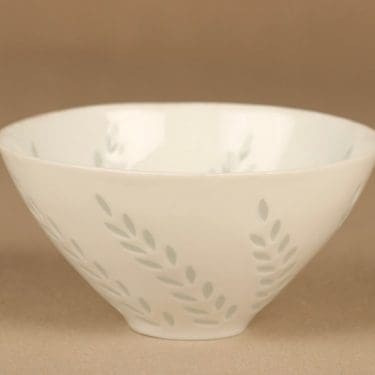 Arabia riisiposliini kulho, valkoinen, suunnittelija Friedl Holzer-Kjellberg, signeerattu