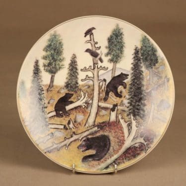 Arabia Seinälautanen 1986, Karhu, suunnittelija Andreas Alariesto, Karhu, serikuva, lappi