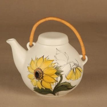 Arabia Kukka teekaadin, 1.6 l, suunnittelija Hilkka-Liisa Ahola, 1.6 l, auringonkukka, käsinmaalattu