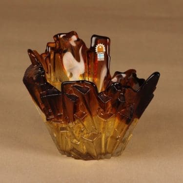 Humppila maljakko, ruskea, keltainen, suunnittelija Pertti Santalahti, retro