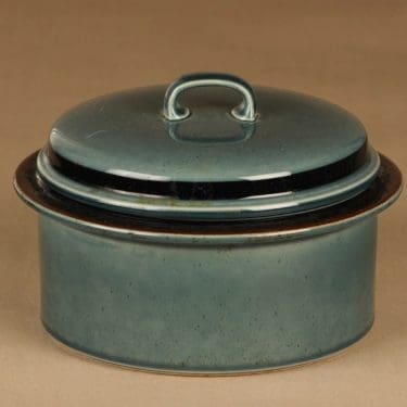 Arabia Meri uunivuoka, turkoosi, ruskea, suunnittelija Ulla Procope,