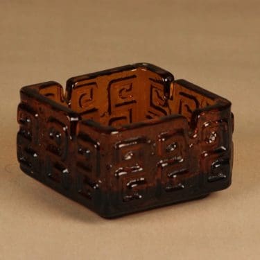 Riihimäen lasi Taalari tuhka-astia, ruskea, suunnittelija Tamara Aladin,