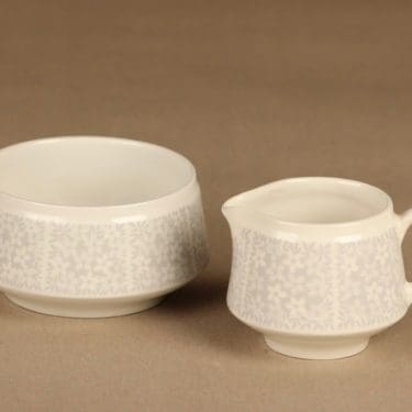 Arabia Pitsi sokerikko ja kermakko, harmaa, suunnittelija Raija Uosikkinen, serikuva