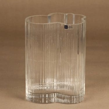 Nuutajärvi Cumulus maljakko, kirkas, suunnittelija Markku Salo,