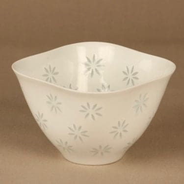 Arabia FK riisiposliinikulho, valkoinen, suunnittelija Friedl Holzer-Kjellberg, massasigneeraus