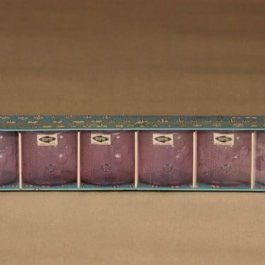 Nuutajärvi Flora snapsilasi, neodyymi, 6 kpl, suunnittelija Oiva Toikka, neodyymi