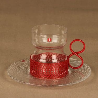 Iittala Tsaikka punch mug, red handle designer Timo Sarpaneva
