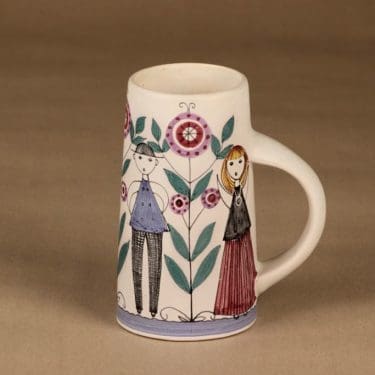 Kupittaan Savi maljakko, käsinmaalattu, suunnittelija Laila Zink, käsinmaalattu