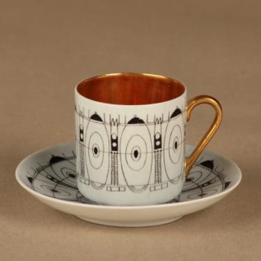 Arabia Eira mocca cup, hand-painted designer Raija Uosikkinen