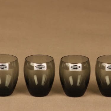 Nuutajärvi 2702 snapsilasi, harmaa, 4 kpl, suunnittelija Saara Hopea,