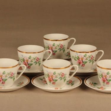 Arabia EC kahvikuppi, 6 kpl, suunnittelija , kukkakoriste