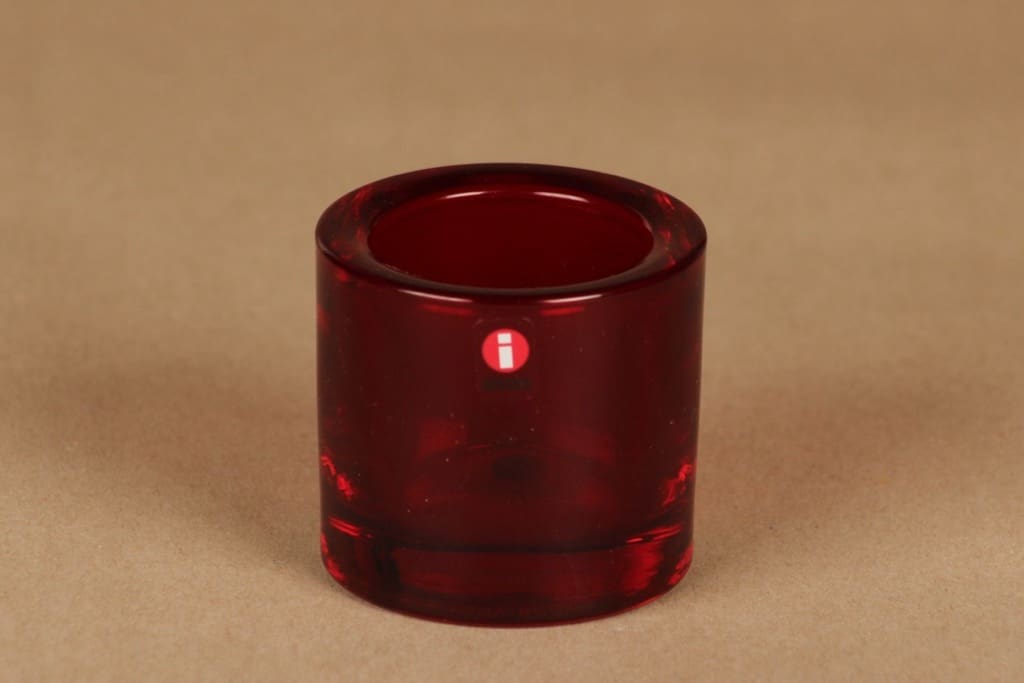 Iittala Kivi candle lantern, red designer Heikki Orvola