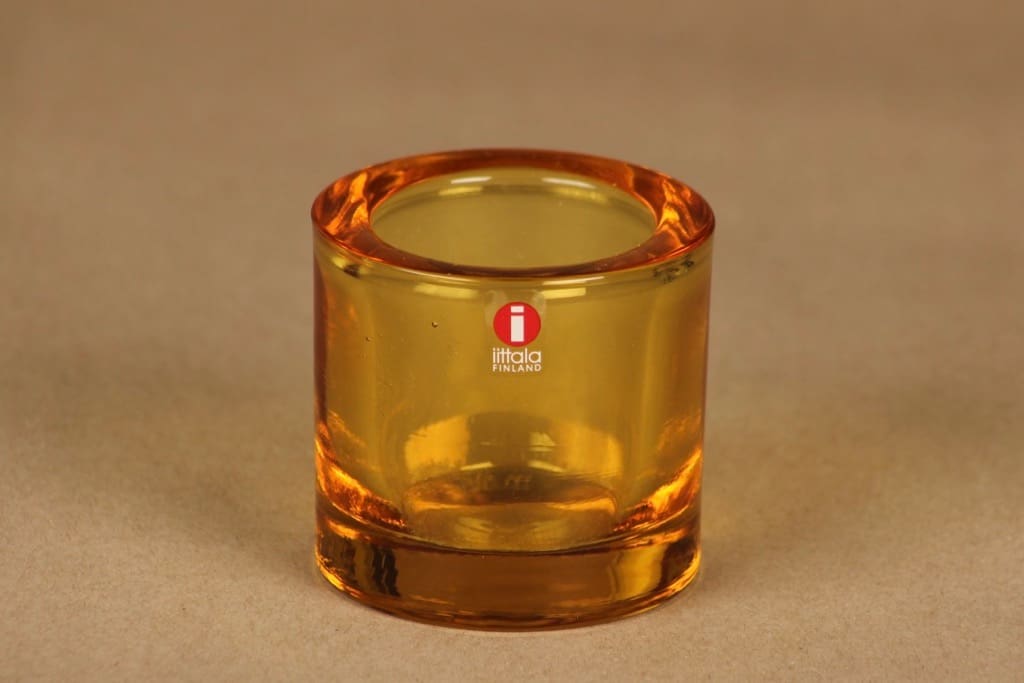 Iittala Kivi candle lantern, yellow designer Heikki Orvola