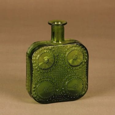 Riihimäen lasi Grapponia koristepullo, vihreä, suunnittelija Nanny Still,