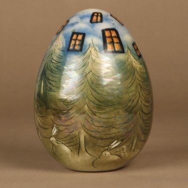 Arabia HLS muna, uniikki, suunnittelija Heljä Liukko-Sundström, uniikki, käsinmaalattu, signeerattu