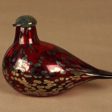 Nuutajärvi lintu , Rubiinilintu, suunnittelija Oiva Toikka, Rubiinilintu, signeerattu