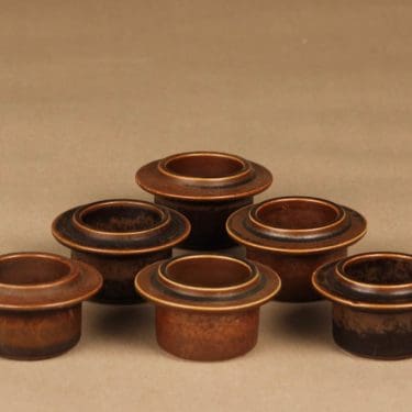 Arabia Ruska munakuppi, ruskea, 6 kpl, suunnittelija Ulla Procope,