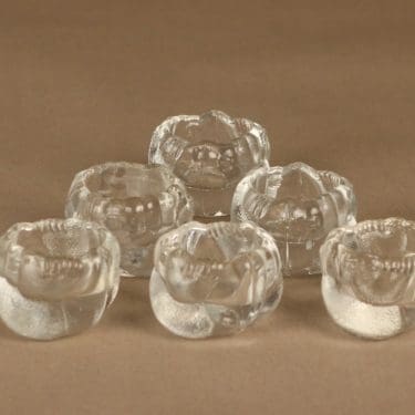 Nuutajärvi Tipu munakuppi, kirkas, 6 kpl, suunnittelija Kerttu Nurminen,