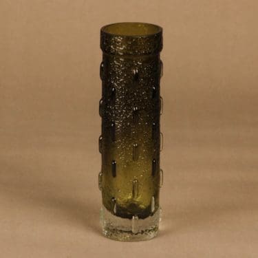 Riihimäen lasi 1461 maljakko, vihreä, kirkas, suunnittelija Tamara Aladin,