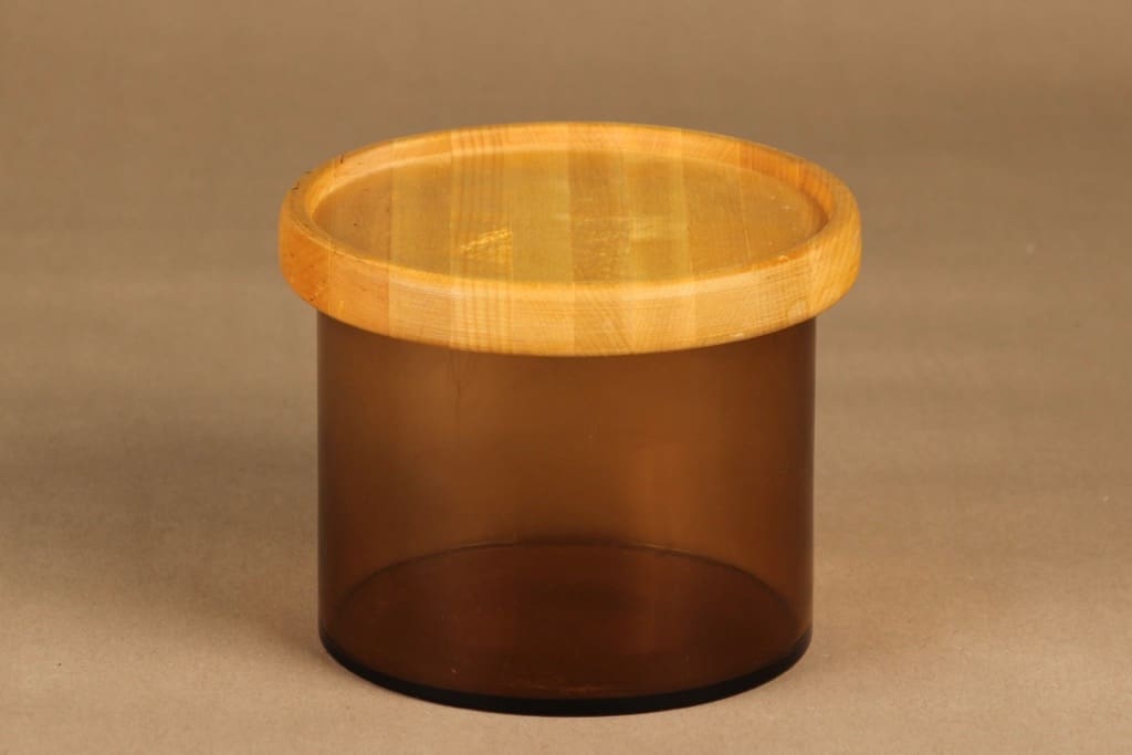 Nuutajärvi Purtilo purkki, puukannella, suunnittelija Kaj Franck, puukannella