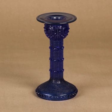 Riihimäen lasi Grapponia kynttilänjalka, sininen, suunnittelija Nanny Still,